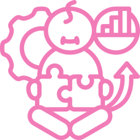 Gear and arrow with abstract person