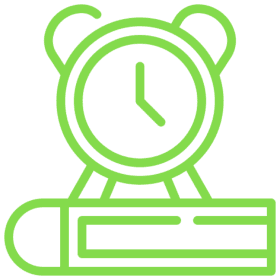 Alarm clock on a book icon