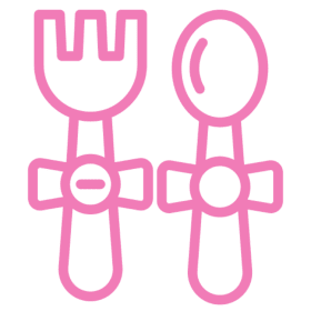Pink fork and spoon icon