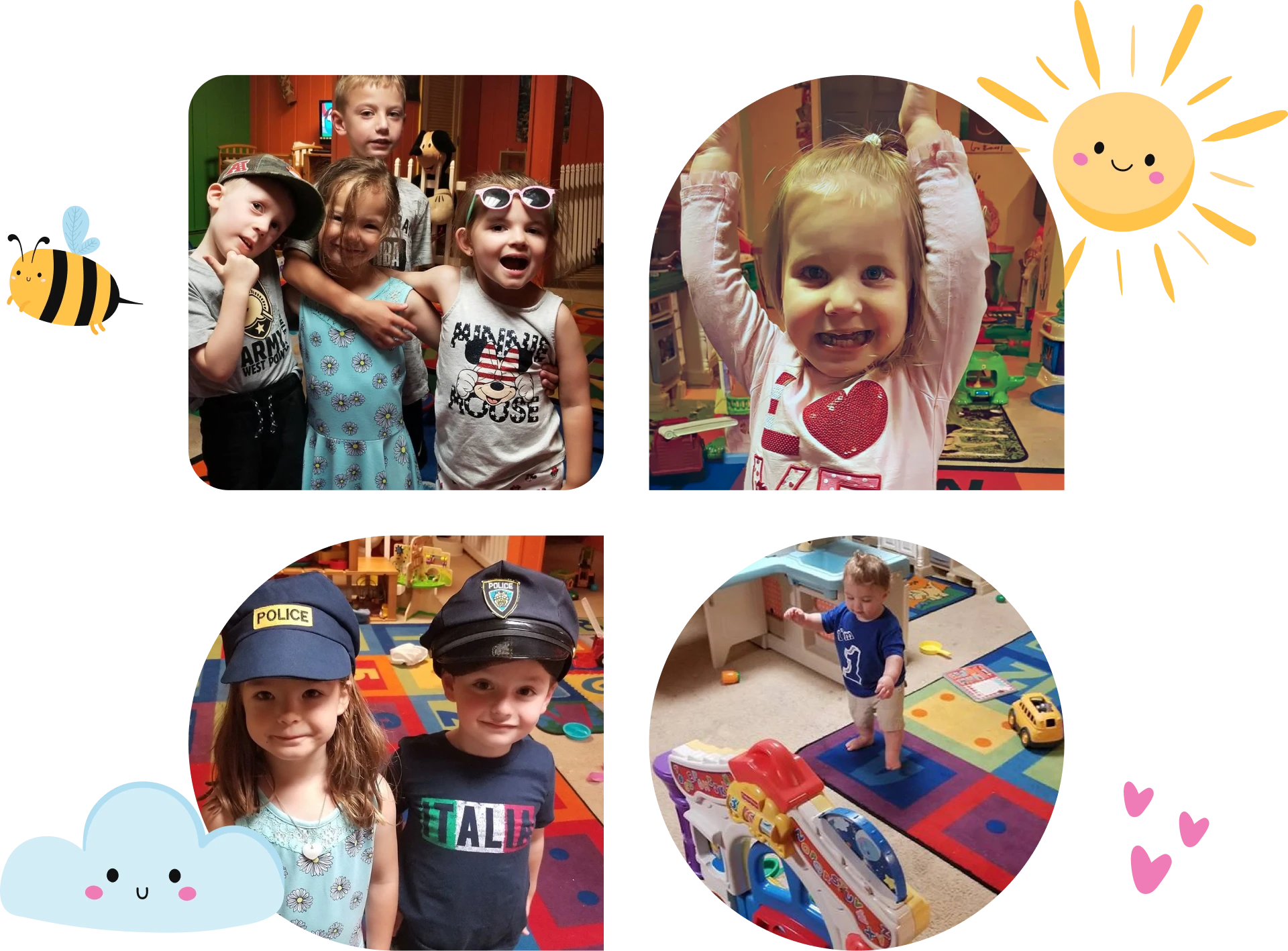 Children playing and posing in daycare